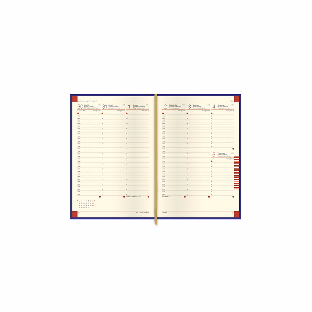 Határidőnapló TOPTIMER Classic C011 B/5 heti sárga lapos bordó 2026.