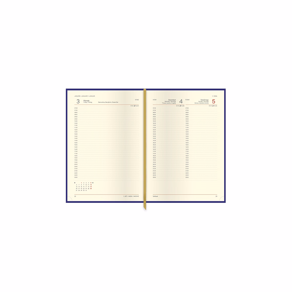 Határidőnapló TOPTIMER Classic C021 A/5 napi sárga lapos szürke 2026.