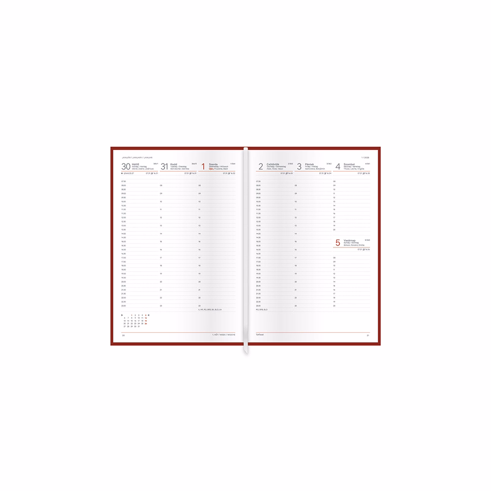 Határidőnapló TOPTIMER Economy E011 B/5 heti fehér lapos fekete 2026.