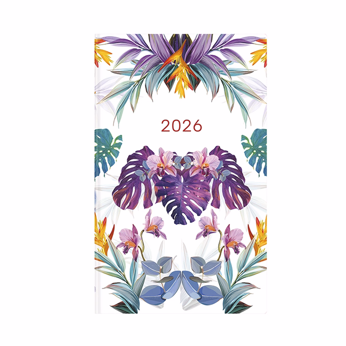 Határidőnapló TOPTIMER Joy J018 A/5 heti fehér lapos keskenyített Pálma 3D 2026.