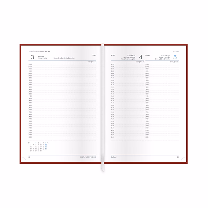 Határidőnapló TOPTIMER Madeira M021 A/5 napi fehér lapos kék-narancs 2026.