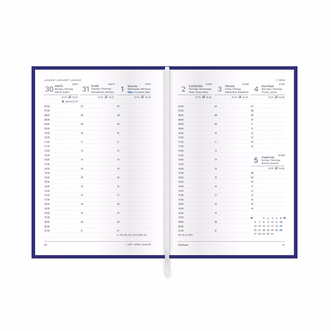 Határidőnapló TOPTIMER Traditional T012 B/6 heti fehér lapos bordó 2026.