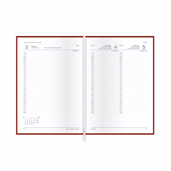 Határidőnapló TOPTIMER Traditional T021 A/5 napi fehér lapos bézs 2026.