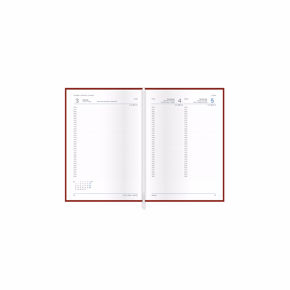 Határidőnapló TOPTIMER Traditional T021 A/5 napi fehér lapos bézs 2026.