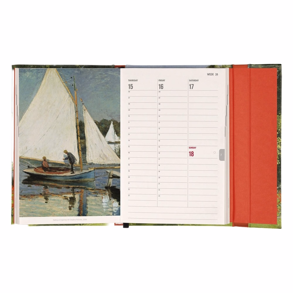 Határidőnapló REALSYSTEM 110x160mm heti sárga lapos márneses záródású Claude Monet 2027
