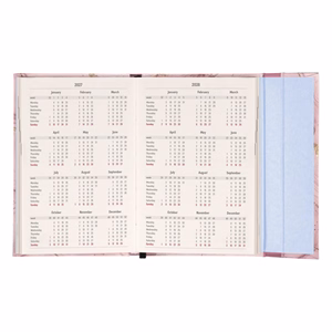 Határidőnapló REALSYSTEM 110x160mm heti sárga lapos márneses záródású Pink marble 2027