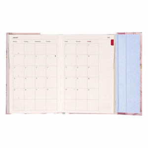 Határidőnapló REALSYSTEM 110x160mm heti sárga lapos márneses záródású Pink marble 2027