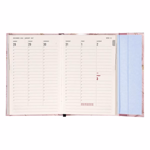 Határidőnapló REALSYSTEM 110x160mm heti sárga lapos márneses záródású Pink marble 2027