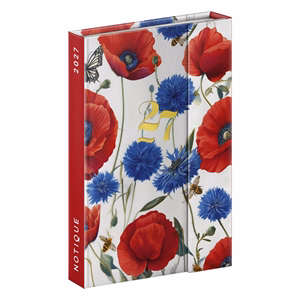 Határidőnapló REALSYSTEM 110x160mm heti sárga lapos márneses záródású Porcelain flower 2027