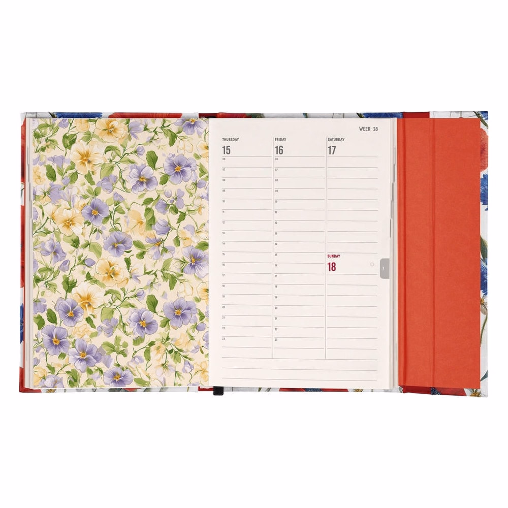 Határidőnapló REALSYSTEM 110x160mm heti sárga lapos márneses záródású Porcelain flower 2027