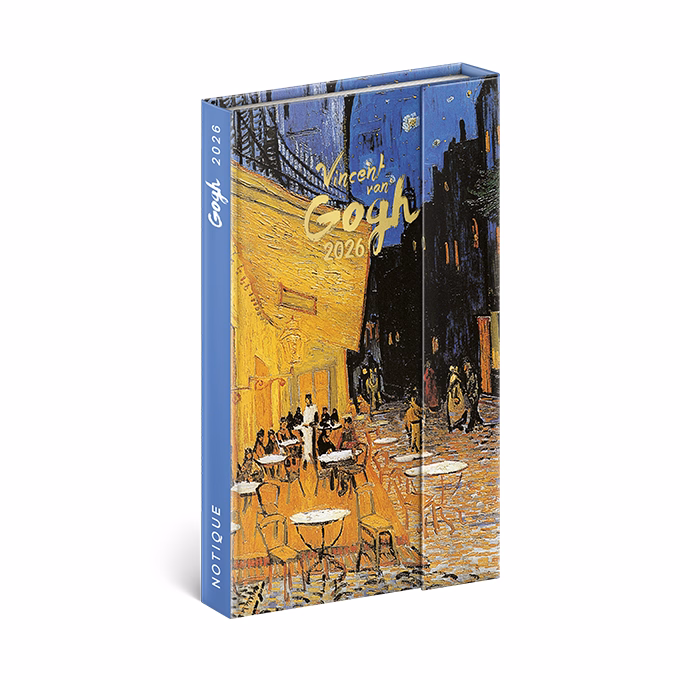 Határidőnapló mágnessel záródó REALSYSTEM 130x210mm heti sárga lapos Vincent van Gogh 2026.