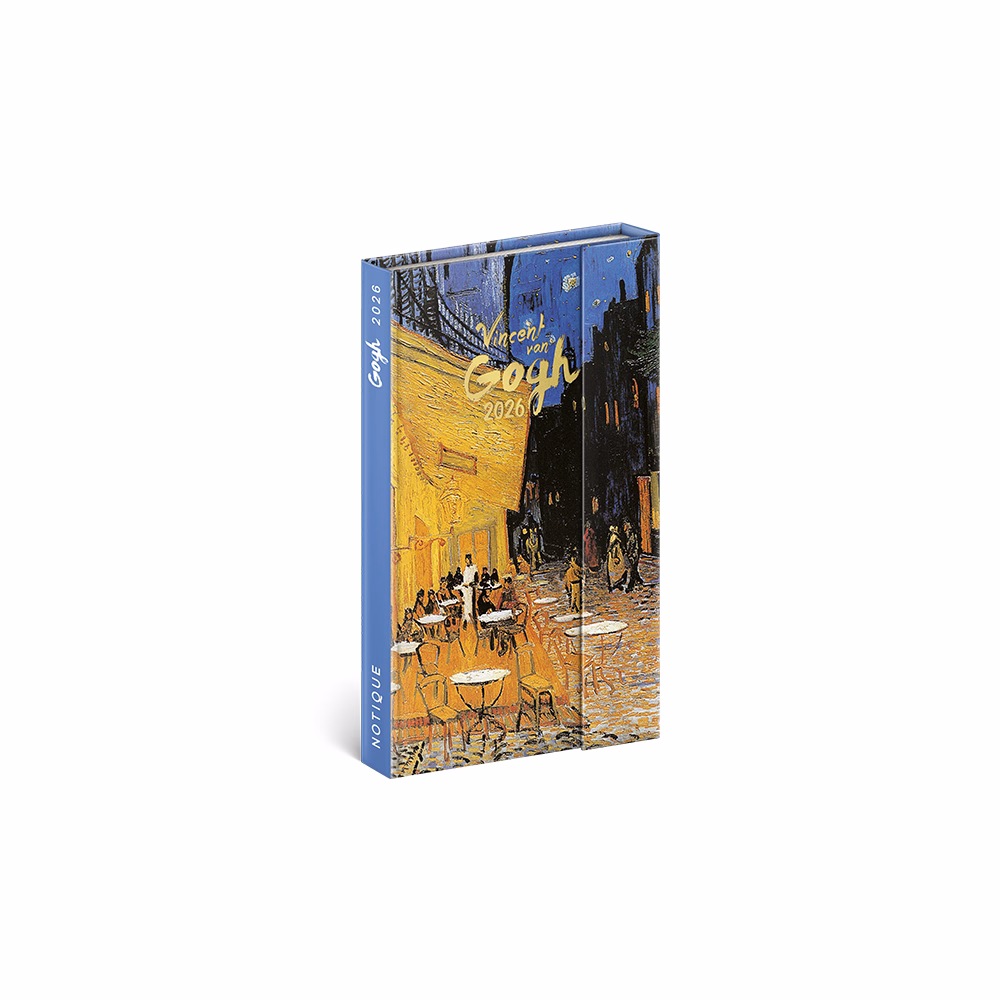 Határidőnapló mágnessel záródó REALSYSTEM 130x210mm heti sárga lapos Vincent van Gogh 2026.