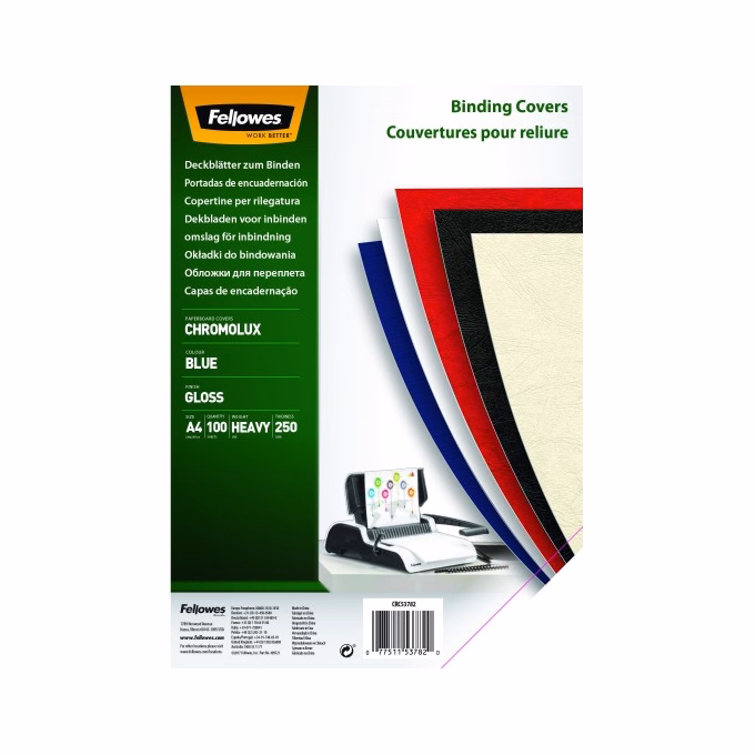 Hátlap FELLOWES Chromolux A/4 250 g fényes kék 100/csom