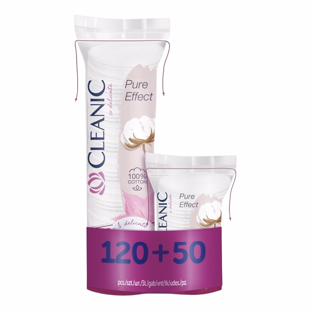 Háztartási vattakorong CLEANIC Pure effect 120+50 darabos