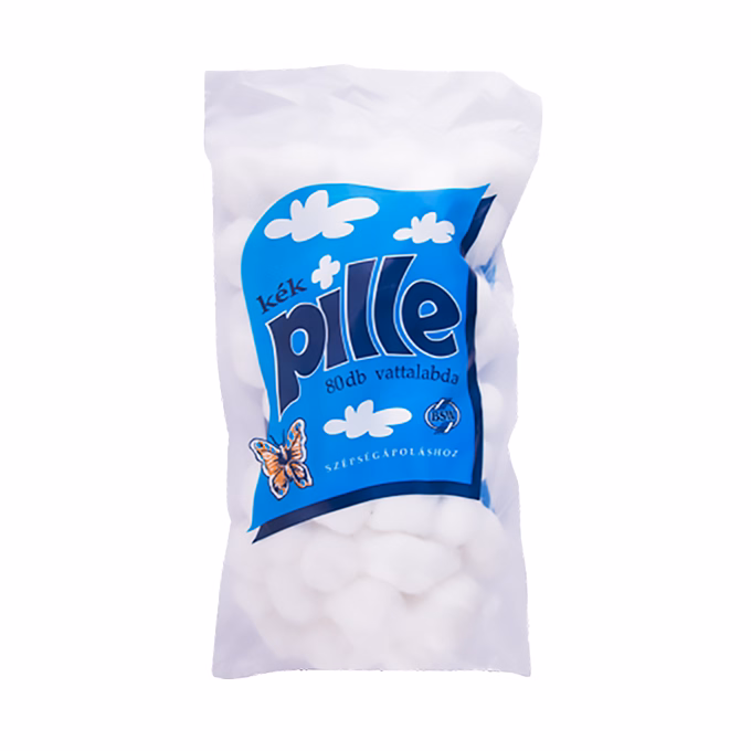 Háztartási vattalabda KÉK PILLE fehér 80 db