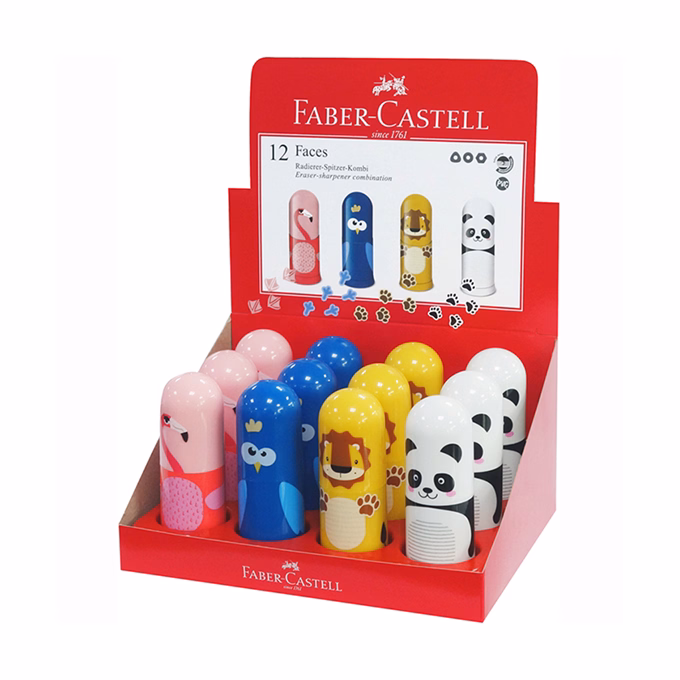 Hegyező FABER-CASTELL 5835 Faces egylyukú tartályos radírral vegyes minta