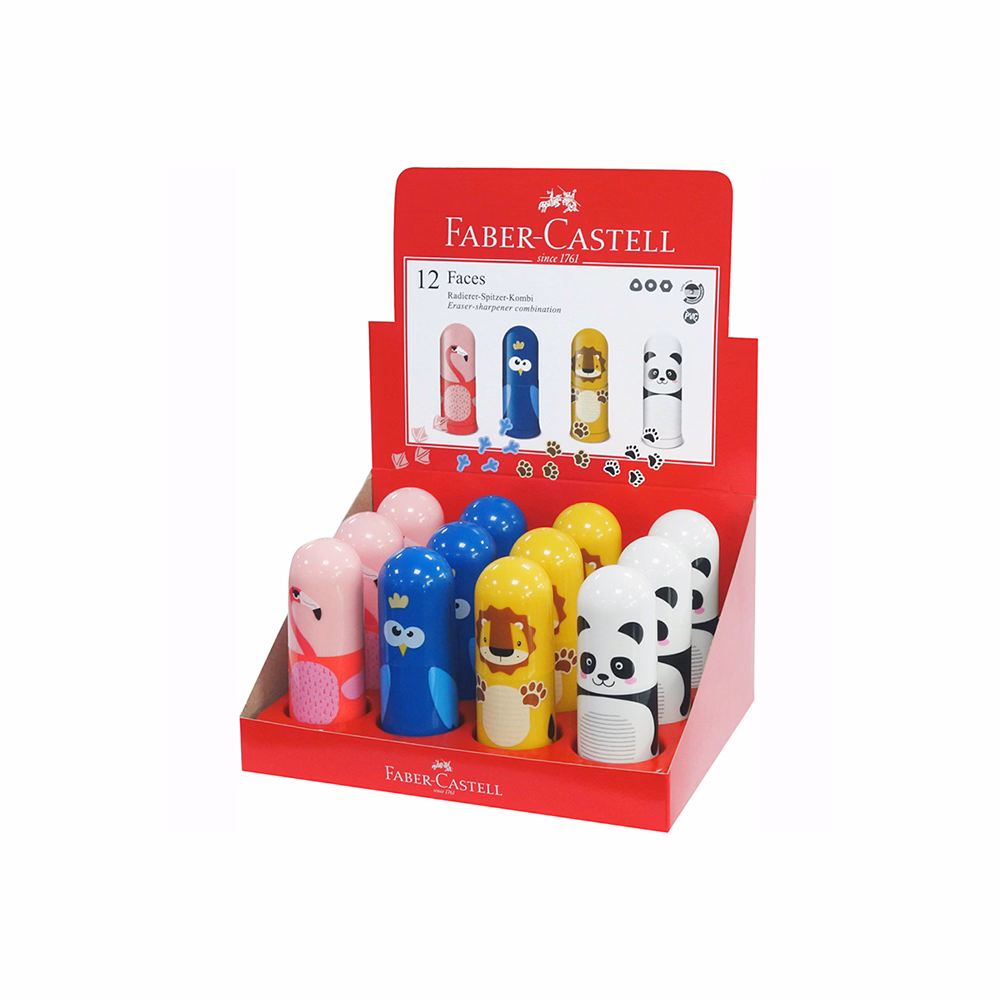 Hegyező FABER-CASTELL 5835 Faces egylyukú tartályos radírral vegyes minta