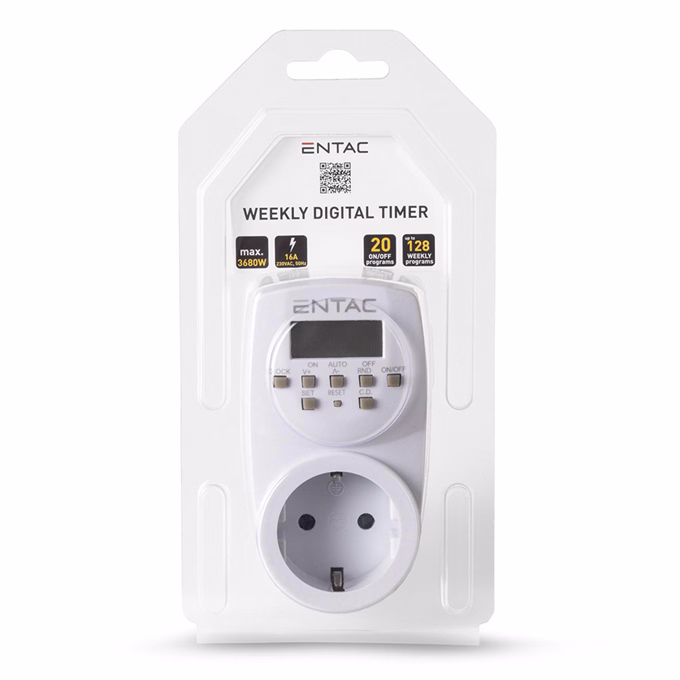 Időkapcsoló ENTAC digitális programozható IP20