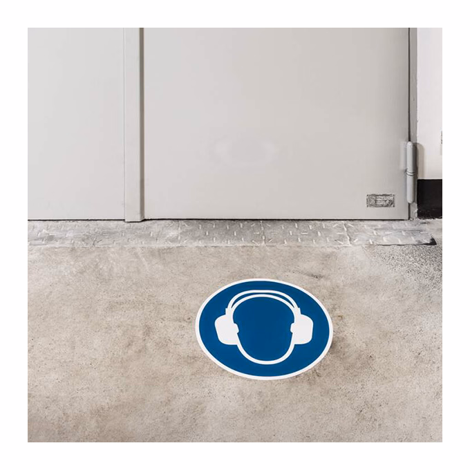 Információs matrica DURABLE Fülvédő használata kötelező 430 mm kék