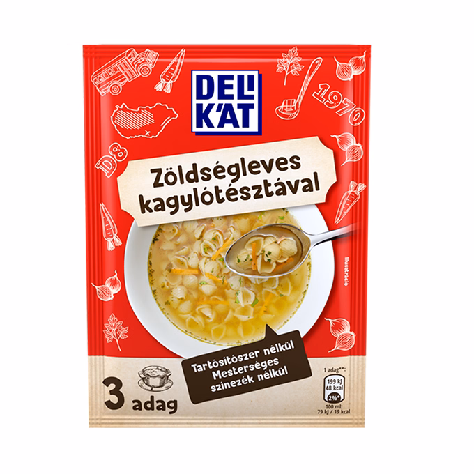 Instant tésztás leves DELIKÁT Zöldségleves kagylótésztával 44 g