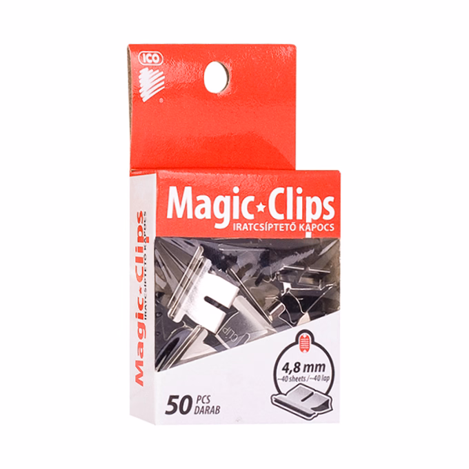 Iratcsíptető kapocs ICO Magic Clips 4,8mm 50 darabos Iratcsíptető kapocs ICO Magic Clips 4,8mm 50 darabos
