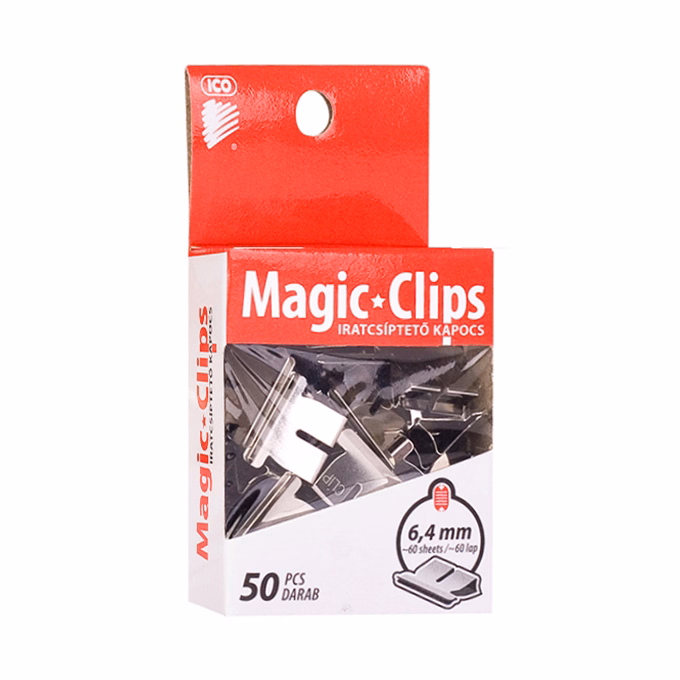 Iratcsíptető kapocs ICO Magic Clips 6,4mm 50 darabos