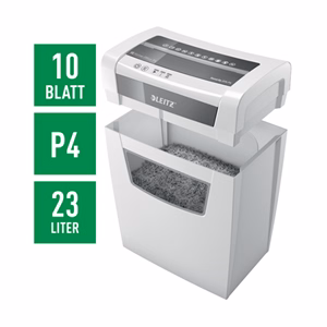 Iratmegsemmisítő LEITZ IQ Home Office konfetti P4 10 lap fehér Iratmegsemmisítő LEITZ IQ Home Office konfetti P4 10 lap fehér