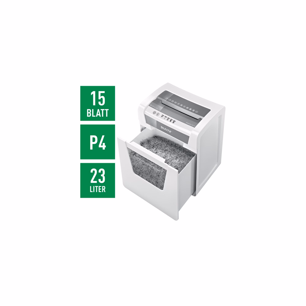 Iratmegsemmisítő LEITZ IQ Office konfetti P4 15 lap fehér Iratmegsemmisítő LEITZ IQ Office konfetti P4 15 lap fehér