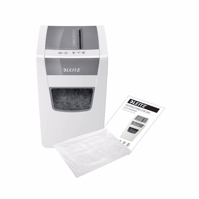 Iratmegsemmisítő LEITZ IQ Slim Home Office konfetti P4 10 lap fehér Iratmegsemmisítő LEITZ IQ Slim Home Office konfetti P4 10 lap fehér