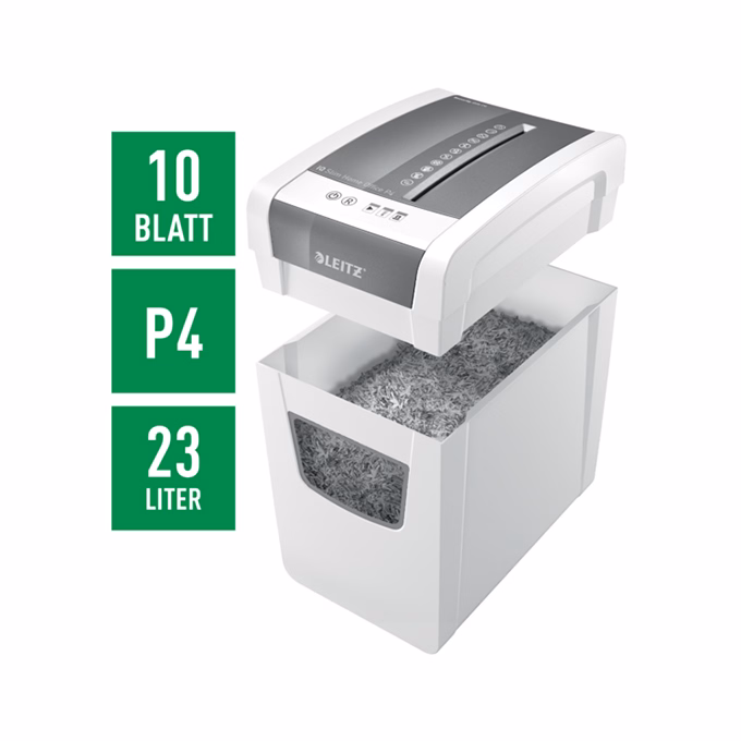 Iratmegsemmisítő LEITZ IQ Slim Home Office konfetti P4 10 lap fehér Iratmegsemmisítő LEITZ IQ Slim Home Office konfetti P4 10 lap fehér