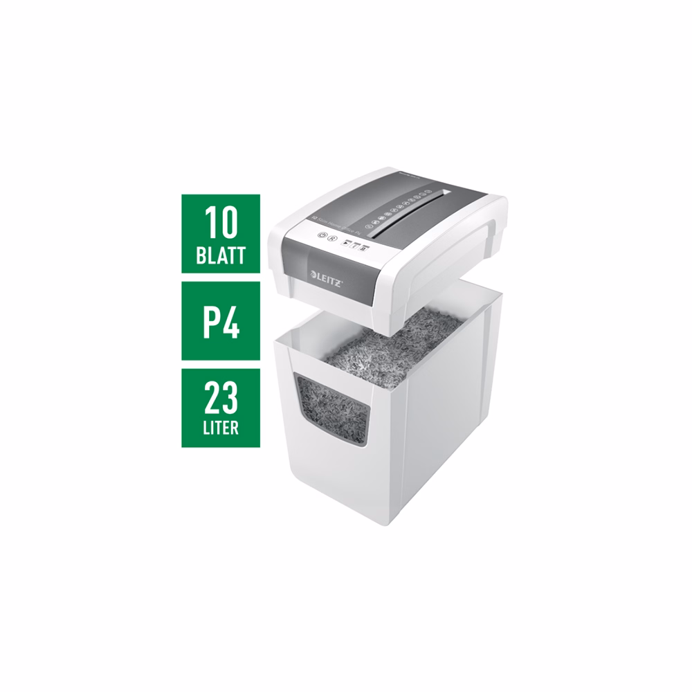 Iratmegsemmisítő LEITZ IQ Slim Home Office konfetti P4 10 lap fehér Iratmegsemmisítő LEITZ IQ Slim Home Office konfetti P4 10 lap fehér