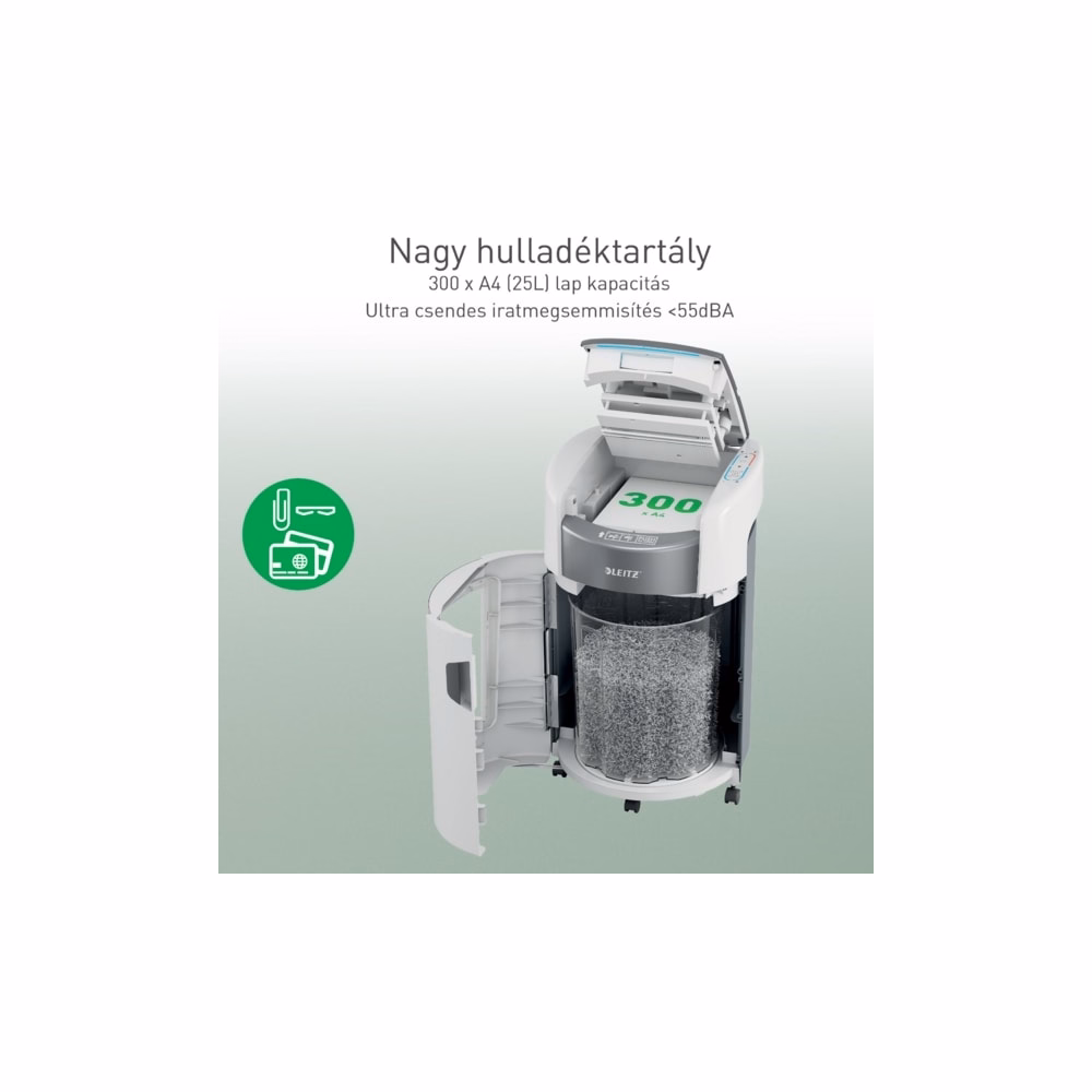 Iratmegsemmisítő LEITZ IQ OptiMax Autofeed Office P4 300 lap
