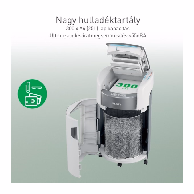 Iratmegsemmisítő LEITZ IQ OptiMax Autofeed Office P4 300 lap