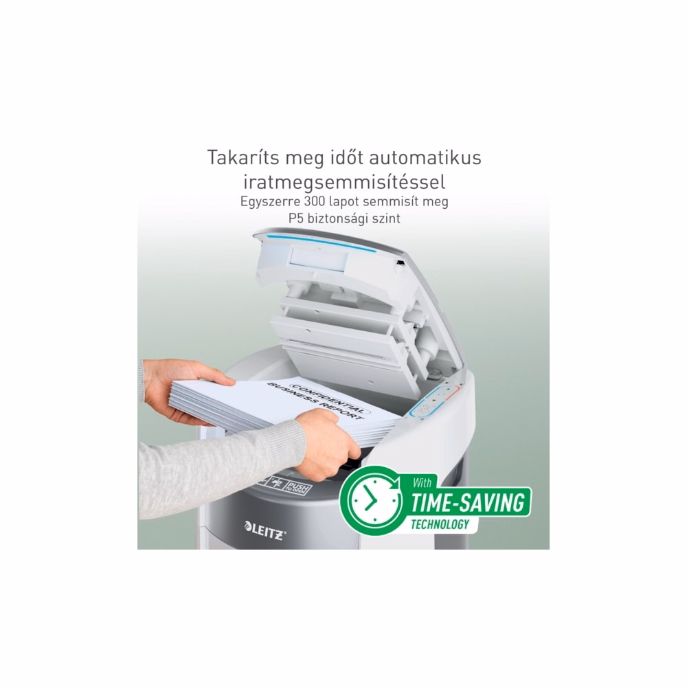 Iratmegsemmisítő LEITZ IQ OptiMax Autofeed Office P5 300 lap