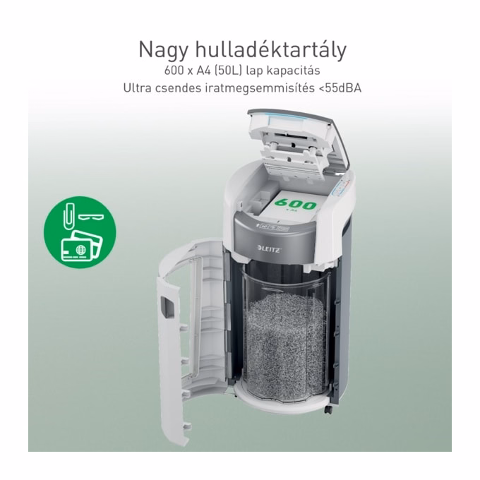 Iratmegsemmisítő LEITZ IQ OptiMax Autofeed Office Pro P5 600 lap