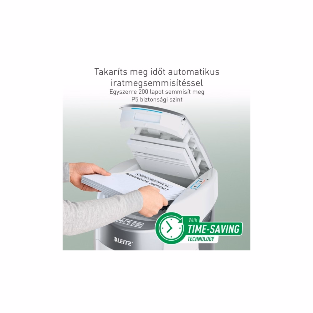 Iratmegsemmisítő LEITZ IQ OptiMax Autofeed SmallOffice P5 200 lap