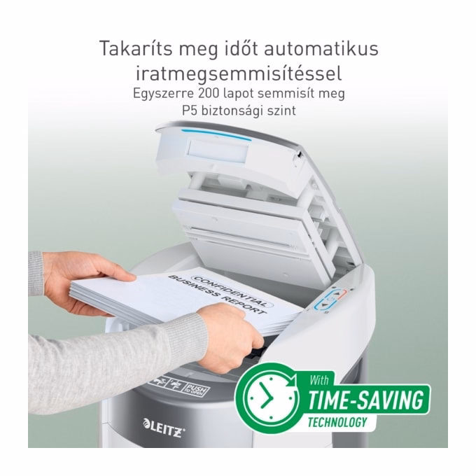 Iratmegsemmisítő LEITZ IQ OptiMax Autofeed SmallOffice P5 200 lap