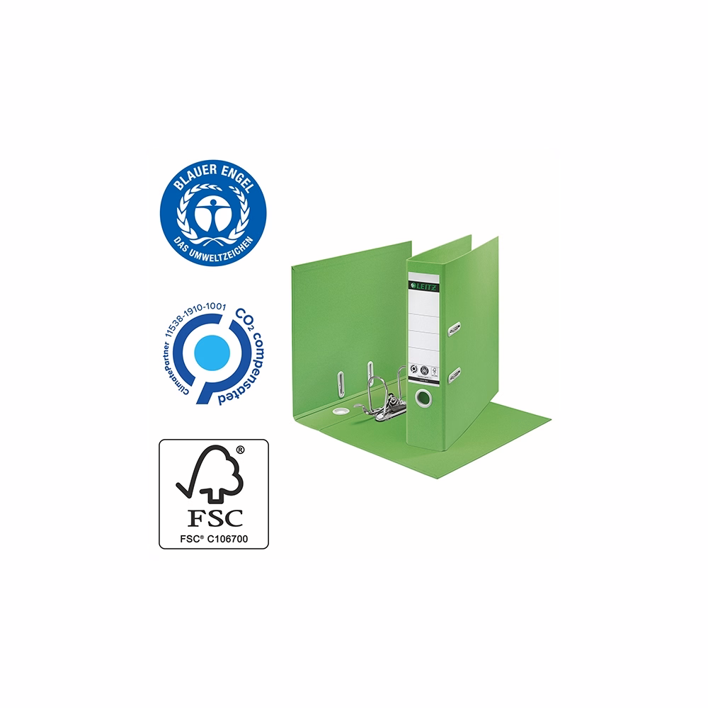 Iratrendező LEITZ Recycle A/4 80 mm 180° zöld