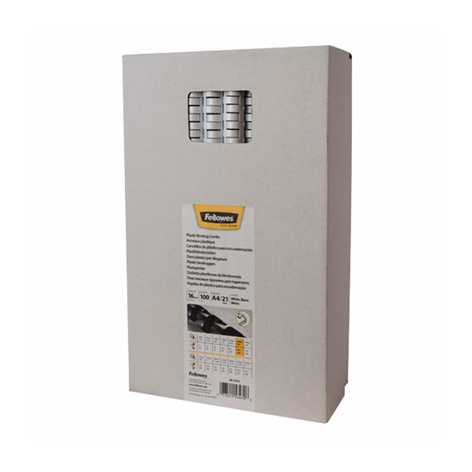 Iratspirál műanyag FELLOWES 16mm fehér műanyag spirál 101-120 lap 100 darabos Iratspirál műanyag FELLOWES 16mm fehér műanyag spirál 101-120 lap 100 darabos