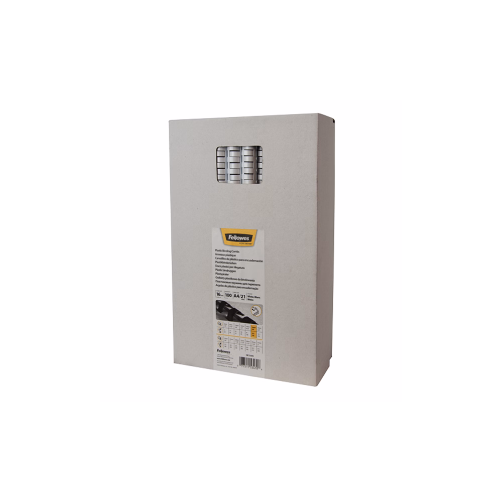 Iratspirál műanyag FELLOWES 16mm fehér műanyag spirál 101-120 lap 100 darabos Iratspirál műanyag FELLOWES 16mm fehér műanyag spirál 101-120 lap 100 darabos