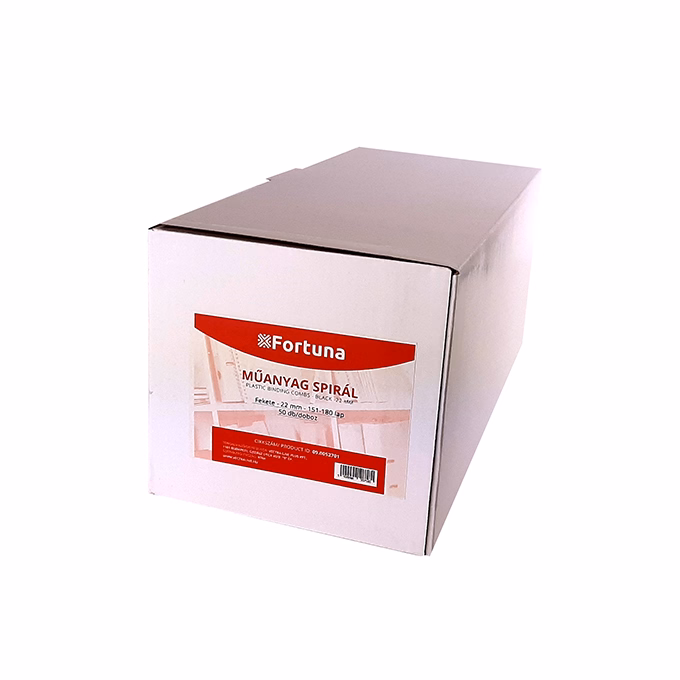 Iratspirál műanyag FORTUNA 22mm 151-180 lap fekete 50/dob