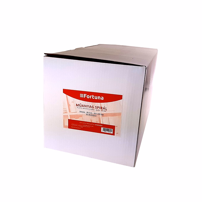 Iratspirál műanyag FORTUNA 28mm 201-240 lap fekete 50/dob