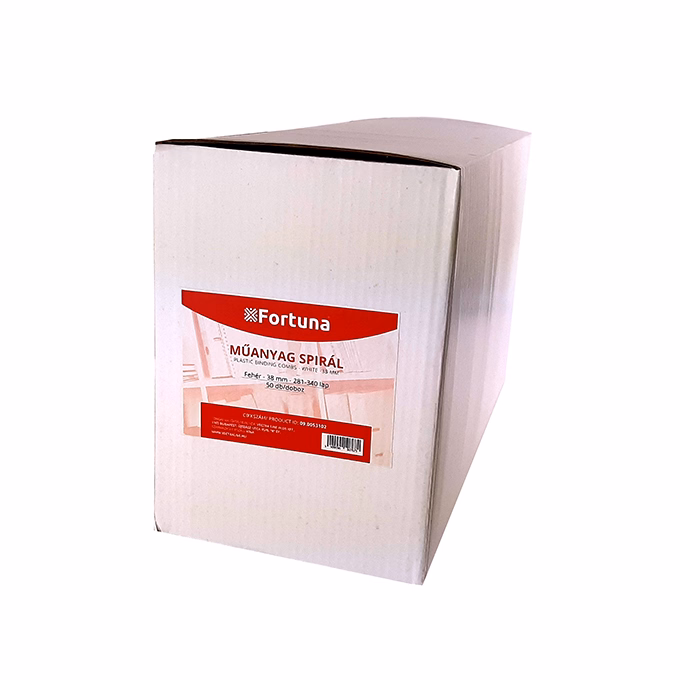 Iratspirál műanyag FORTUNA 38mm 281-340 lap fehér 50/dob