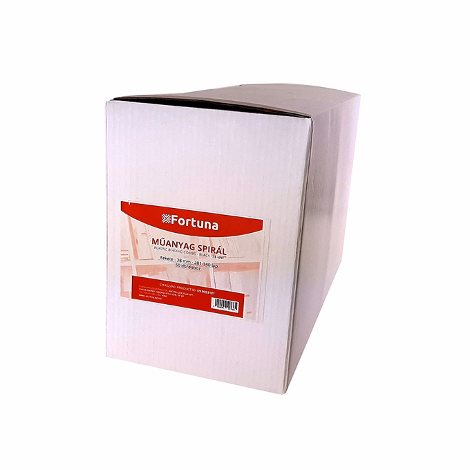 Iratspirál műanyag FORTUNA 38mm 281-340 lap fekete 50/dob Iratspirál műanyag FORTUNA 38mm 281-340 lap fekete 50/dob