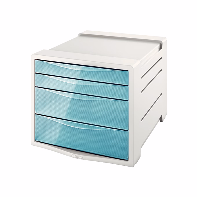 Irattároló ESSELTE Colour Breeze 4 fiókos műanyag áttetsző szürke/kék