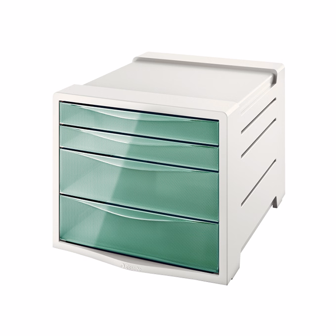 Irattároló ESSELTE Colour Breeze 4 fiókos műanyag áttetsző szürke/zöld