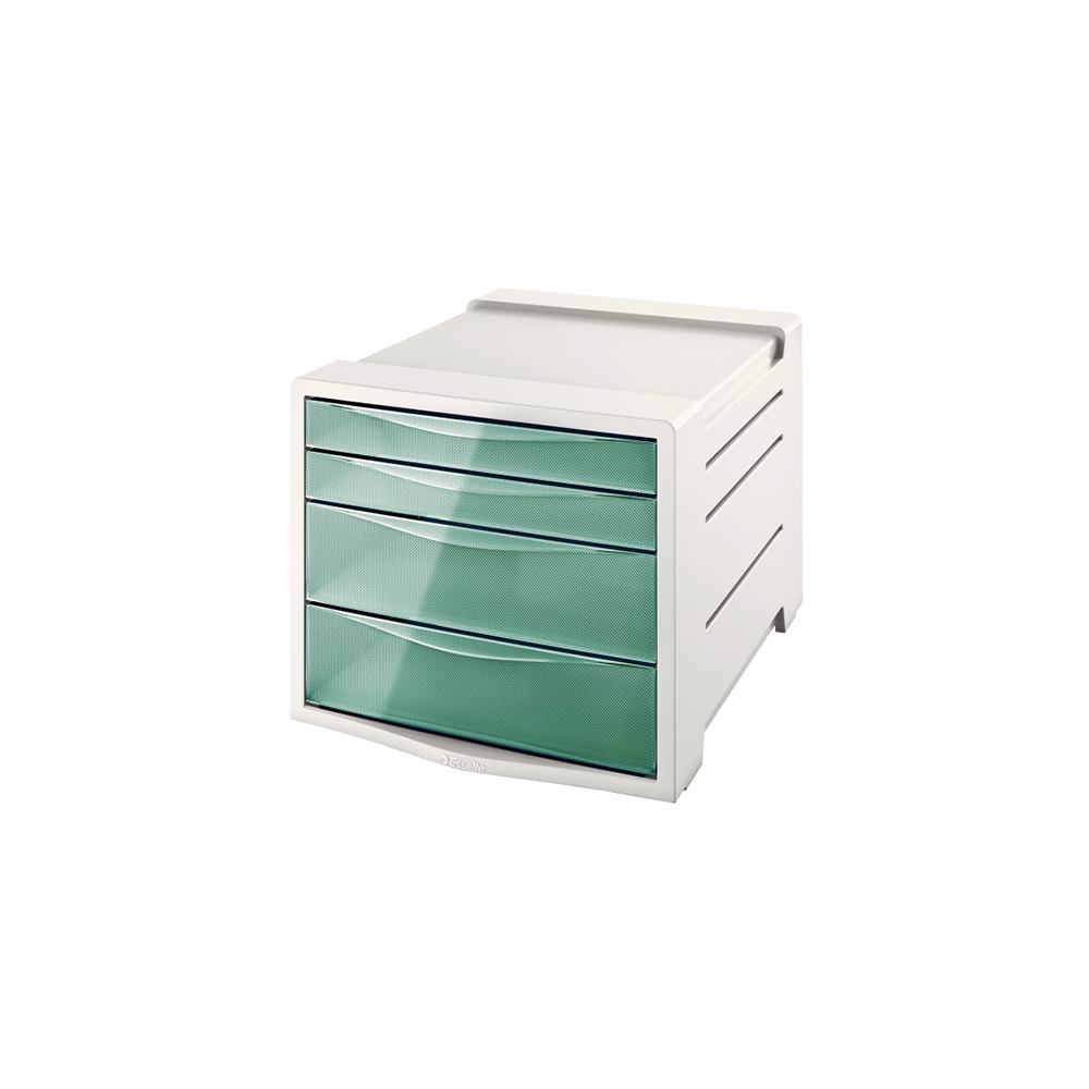 Irattároló ESSELTE Colour Breeze 4 fiókos műanyag áttetsző szürke/zöld