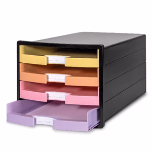 Irattartó HAN Impuls A4/C4 4 fiókos pasztell nyitott fiókkal fekete