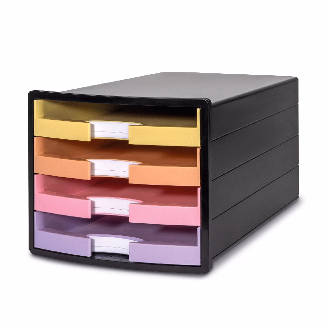 Irattartó HAN Impuls A4/C4 4 fiókos pasztell nyitott fiókkal fekete