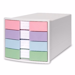 Irattartó HAN Impuls A4/C4 4 fiókos pasztell zárt fiókkal fehér
